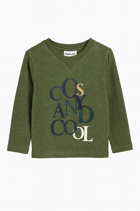 POMPdeLUX Boy's Dark Green Long Sleeve Blouse | POMPdeLUX in Lebanon