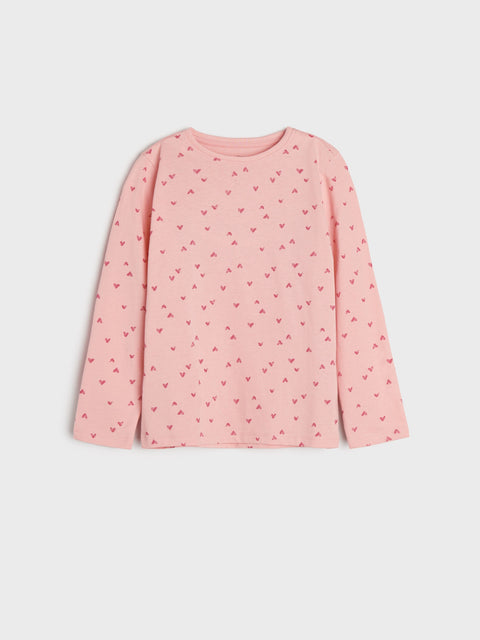 Sinsay Girl's Light Pink Heart Printed Blouse | Sinsay In Lebanon