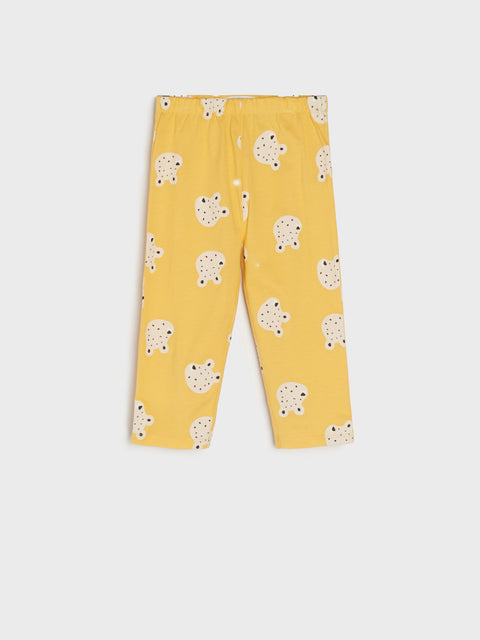 Yellow pants with a pattern on a white background