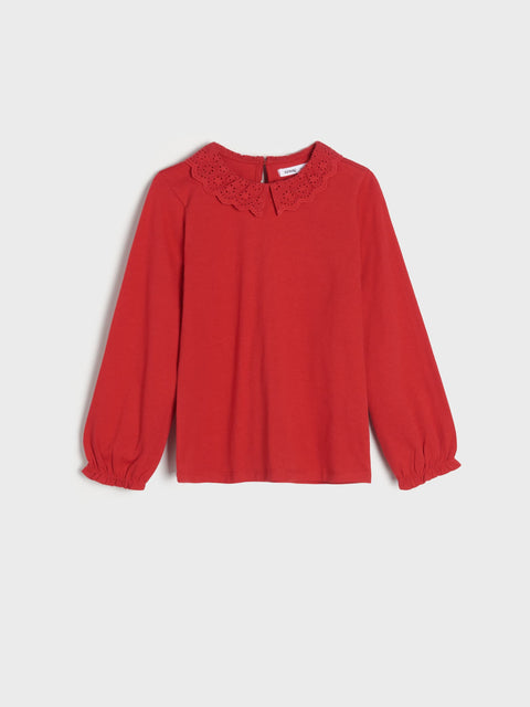 Sinsay Girl's Red Decorative Collar Long-Sleeve Blouse | Sinsay In Lebanon