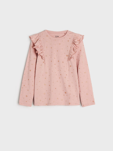 Sinsay Girl's Dusty Rose Long Sleeve Blouse With Ruffles | Sinsay In Lebanon