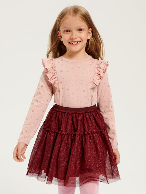 Sinsay Girl's Dusty Rose Long Sleeve Blouse With Ruffles | Sinsay In Lebanon