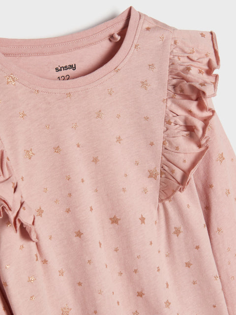 Sinsay Girl's Dusty Rose Long Sleeve Blouse With Ruffles | Sinsay In Lebanon