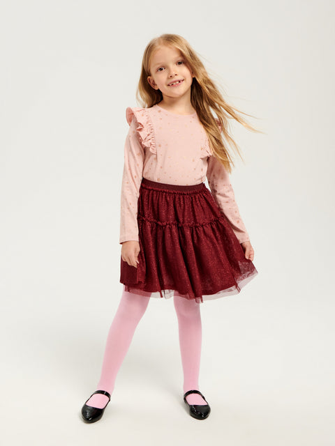 Sinsay Girl's Dusty Rose Long Sleeve Blouse With Ruffles | Sinsay In Lebanon