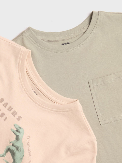 Sinsay Baby Boy's Beige/Olive Green T-Shirts 2-Pack | Sinsay In Lebanon