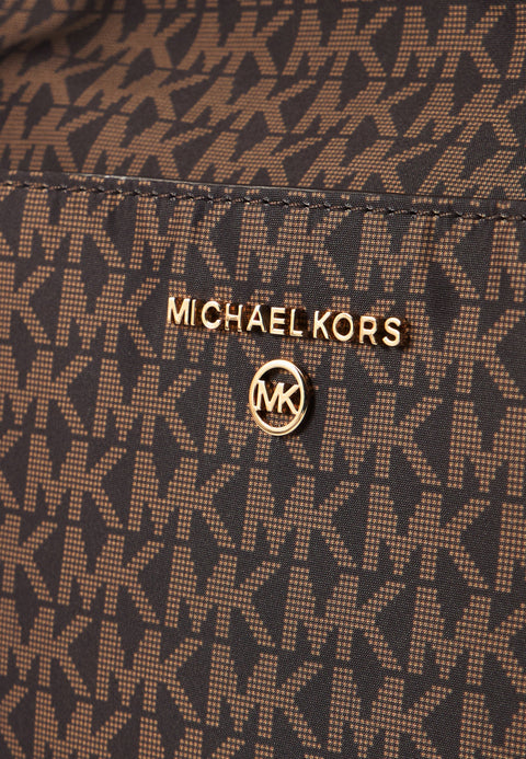 Michael Kors Women's Brown Prescott Large Signature Logo Print Woven Backpack | Michael Kors In Lebanon