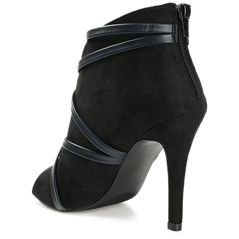 Journee Collection Women's Black Samara Back Zip Peep Toe Stiletto Heels | Journee Collection In Lebanon