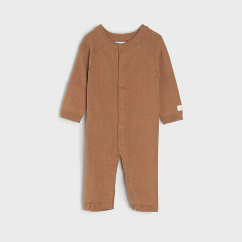 Brown baby onesie on a white background