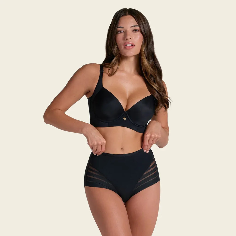 Leonisa Women's Black Stripe Undetectable Classic Shaper Panty Brief