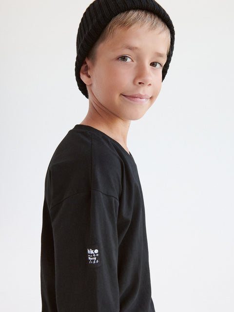 Reserved Boy's Black Smooth Long Sleeve Blouse With Patch | Reserved In Lebanon