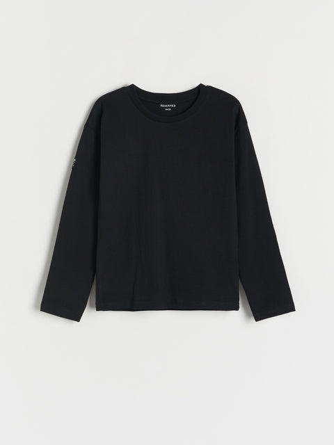 Reserved Boy's Black Smooth Long Sleeve Blouse With Patch | Reserved In Lebanon