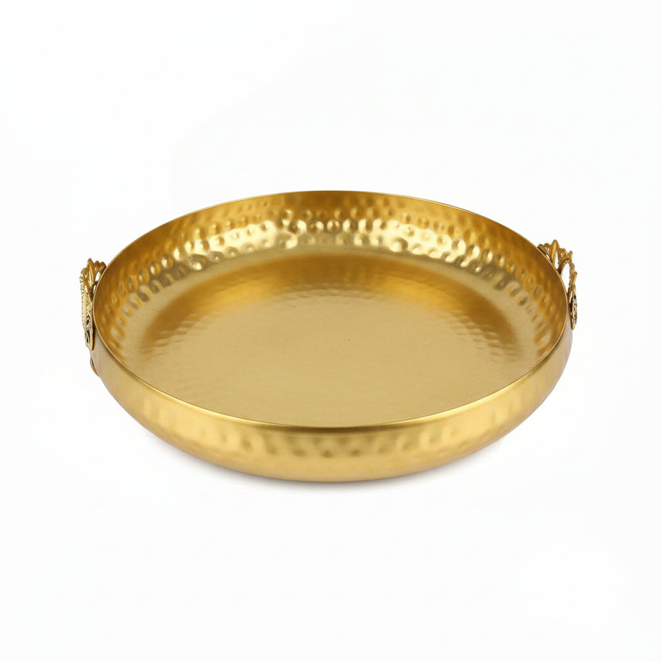 Lucky Tiger Gold Stainless Steel Round Tray(Medium)