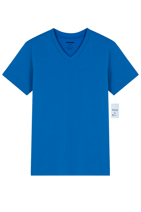 Decibel Women's Blue Short Sleeve V-Neck Cotton T-Shirt | Decibel In Lebanon