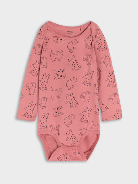 Sinsay Baby Girl's Beige & Pink Printed Pack Of 2 Bodysuits | Sinsay In Lebanon