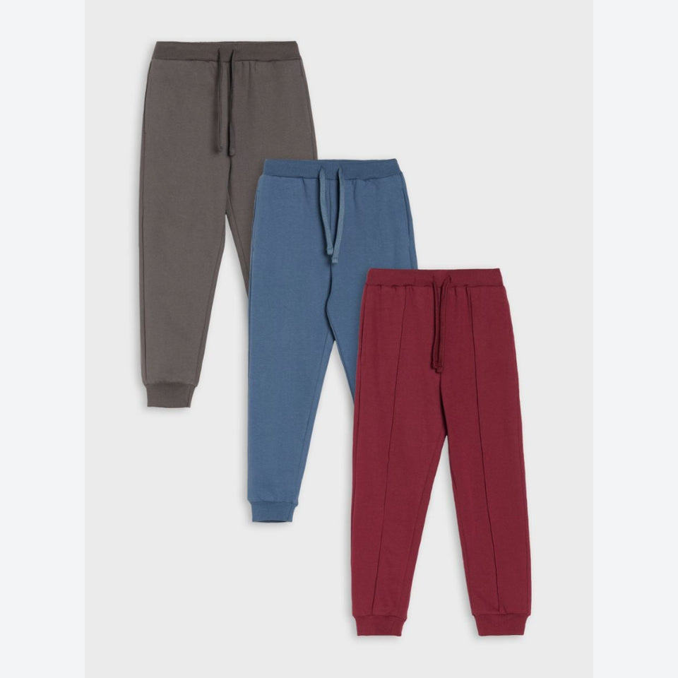 Sinsay Boy's Multicolor Solid Drawstring 3 Pack Sweatpants