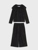 Sinsay Girl's Black Shimmer Ruffle Top and Wide-Leg Pants Set
