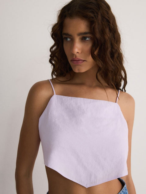 Reserved Women's Lilac Hem Scarf Crop Top With Spaghetti Straps | Reserved In Lebanon