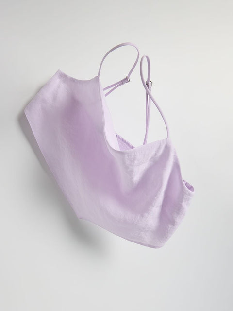 Reserved Women's Lilac Hem Scarf Crop Top With Spaghetti Straps | Reserved In Lebanon