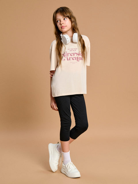 Sinsay Girl's Beige With Graphic Print T-Shirt | Sinsay in Lebanon