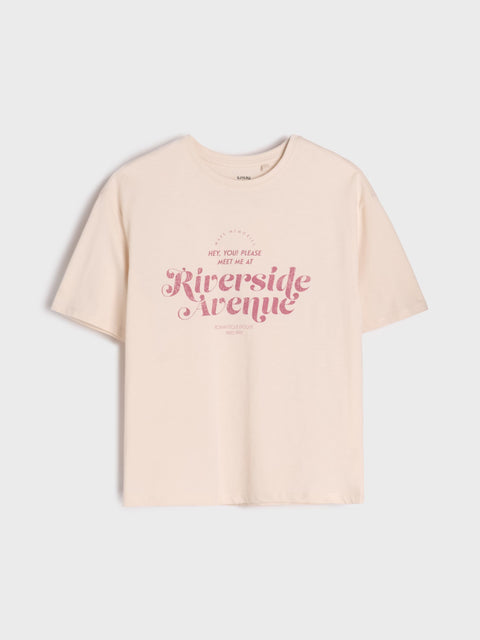 Sinsay Girl's Beige With Graphic Print T-Shirt | Sinsay in Lebanon