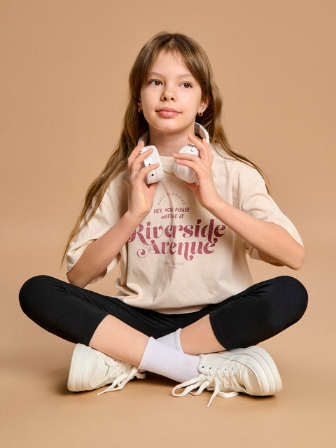Sinsay Girl's Beige With Graphic Print T-Shirt | Sinsay in Lebanon