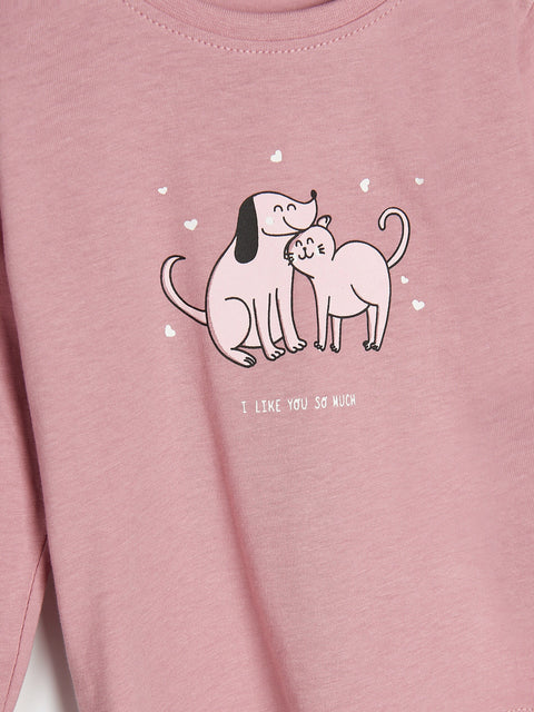 Pink sweatshirt with dog illustration and text 'I like you so much' on a white background