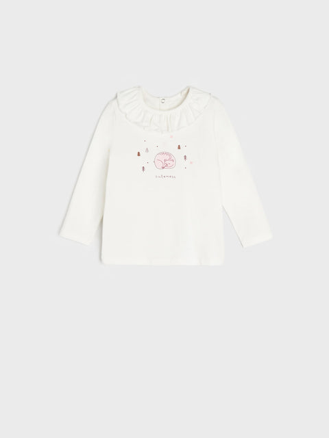 Sinsay Baby Girl's White Long Sleeve Blouse With Ruffle Details | Sinsay In Lebanon