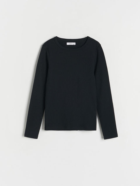 Reserved Girl's Black Ribbed Long Sleeve Blouse |Reserved In Lebanon