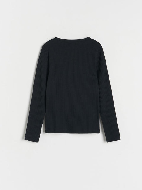 Reserved Girl's Black Ribbed Long Sleeve Blouse |Reserved In Lebanon