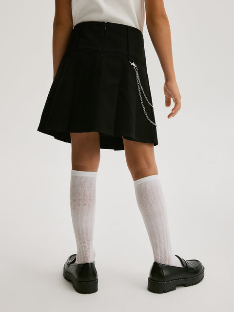 Reserved Girl's Black Pleated Skirt With Chain | Reserved In Lebanon