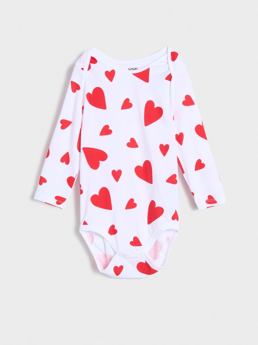 Sinsay Baby Girl's White & Red Heart Printed Bodysuit | Sinsay In Lebanon