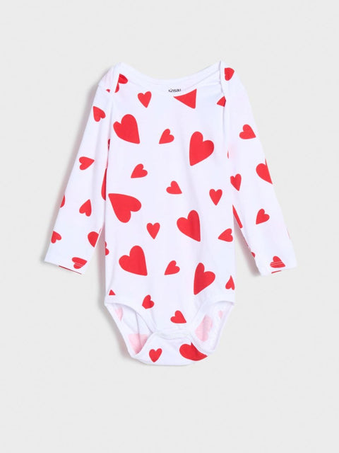 Sinsay Baby Girl's White & Red Heart Printed Bodysuit | Sinsay In Lebanon