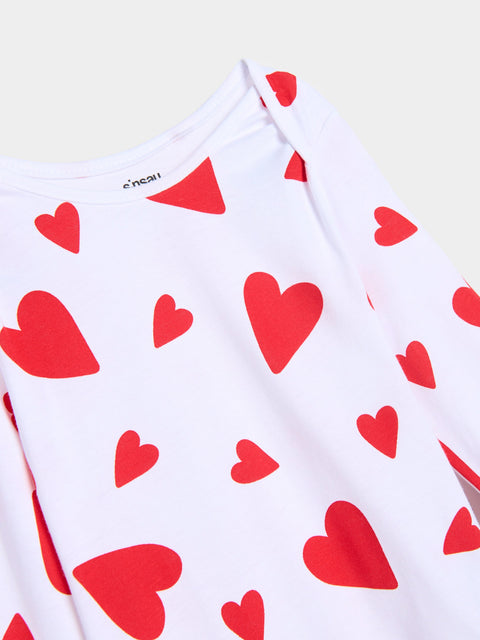 Sinsay Baby Girl’s White & Red Heart Print Long Sleeve Bodysuit | Sinsay in Lebanon