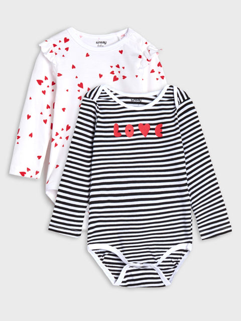 Sinsay Baby Girl's White/Black Printed Long Sleeves Bodysuits 2-Pack | Sinsay In Lebanon