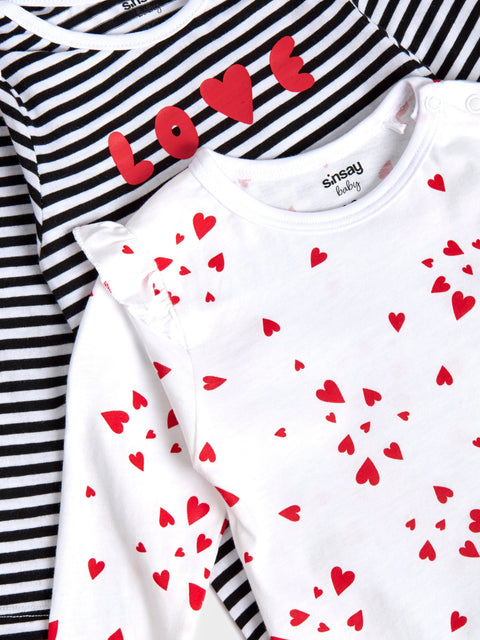 Sinsay Baby Girl's White/Black Printed Long Sleeves Bodysuits 2-Pack | Sinsay In Lebanon