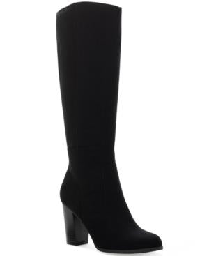 Style & Co Women's Addyy Knee High Wide Calf Dress Boots, Created for Macy's - Black Micro