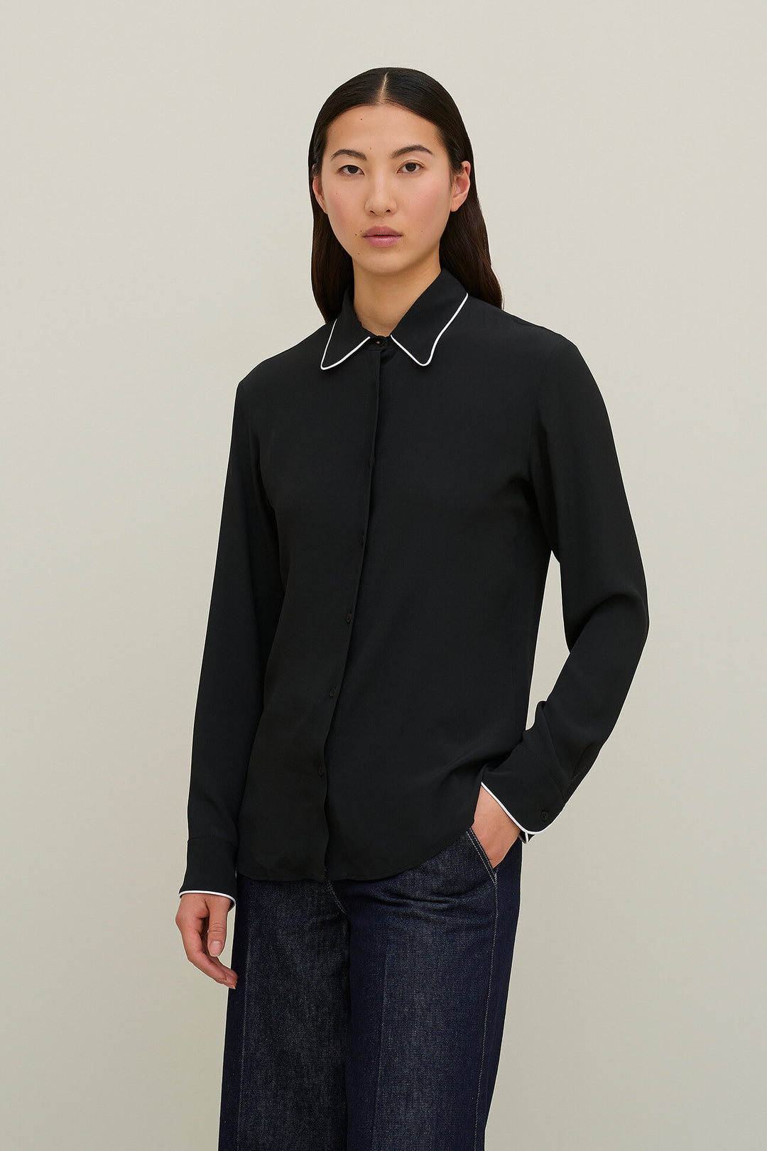 Mango Women's Black Long Sleeve Shirt |Mango In Lebanon