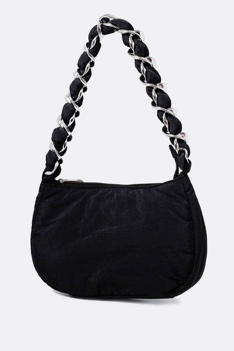 Reserved Women's Black Nylon With Silver Tone Shoulder Bag |Reserved In Lebanon