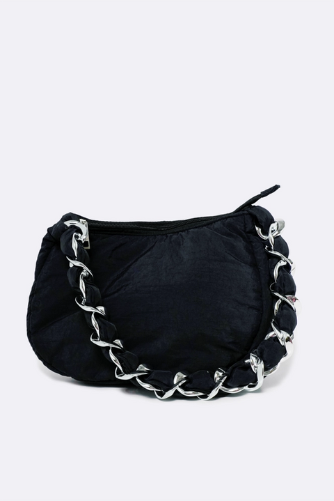 Reserved Women's Black Nylon With Silver Tone Shoulder Bag |Reserved In Lebanon
