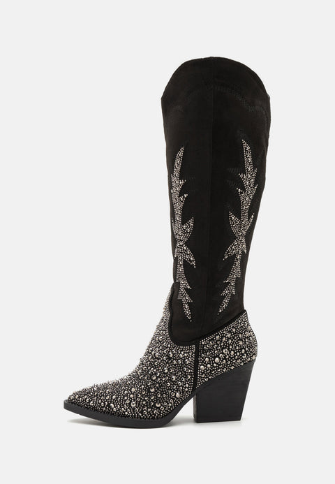 Steve Madden Women's Black Synthetic Apple Cowboy Boot|Steve Madden In Lebanon