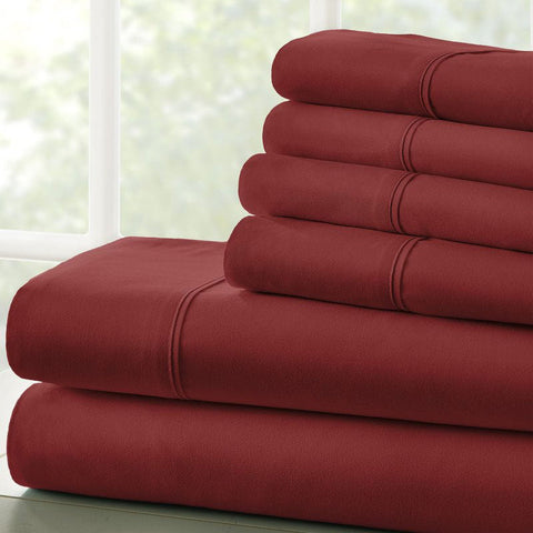 I Enjoy Home Burgundy Red 6-PC Luxury Ultra Soft Cal King Bed Sheet Set | I Enjoy Home In Lebanon