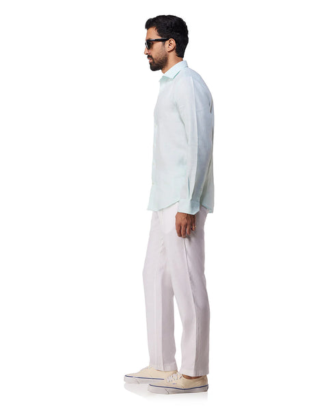 Bloomingdale's Men's Light Blue Linen Woven Shirt | Bloomingdale's In Lebanon