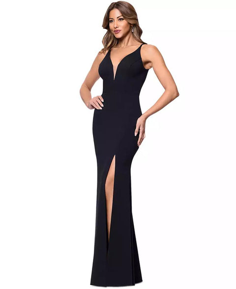 Xscape Women’s Black Plunging V-Neck Mermaid Evening Dress| Xscape in Lebanon