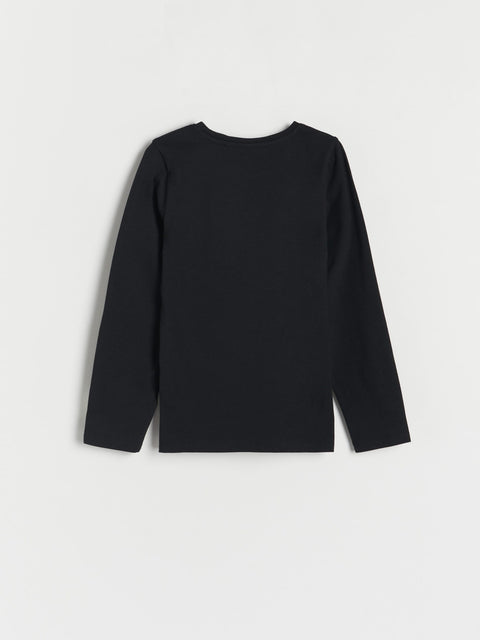 Reserved Girl's Black Looney Tunes Round Neck Long Sleeve Blouse | Reserved In Lebanon