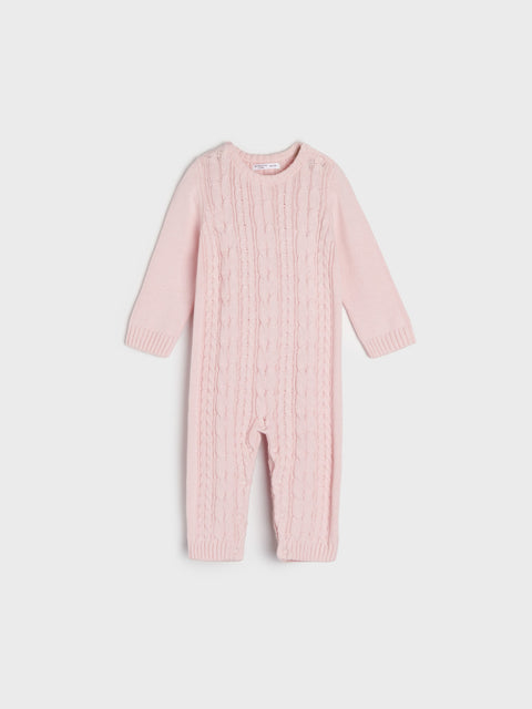 Sinsay Baby Girl's Baby Pink Knitted Snap Fasting Overall | Sinsay In Lebanon