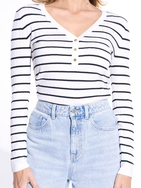Sinsay Women's White & Black Striped Long Sleeve Blouse|Sinsay In Lebanon