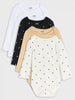 Sinsay Girl's 5-Pack Bodysuit Black/White/Beige AYA