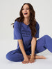 Sinsay Women's Dark Blue Two-Piece Pajama Set | Sinsay In Lebanon