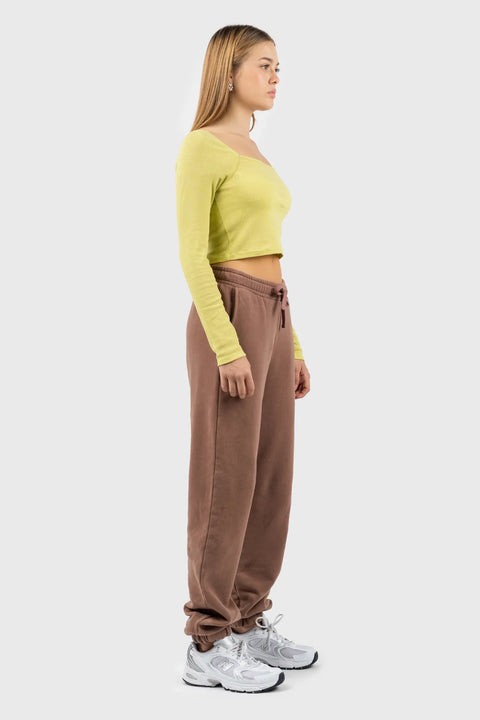 Nu-in Women's Green Cropped Square Neck Rib Top | Nu-in In Lebanon
