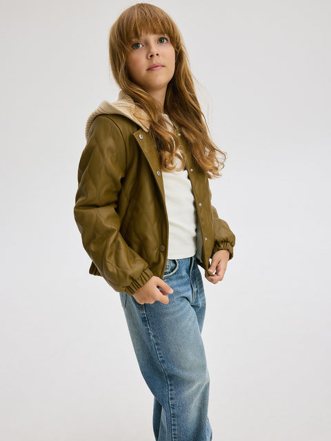 Reserved Girl's khaki Bomber Jacket With A Detachable Hood | Reserved In Lebanon